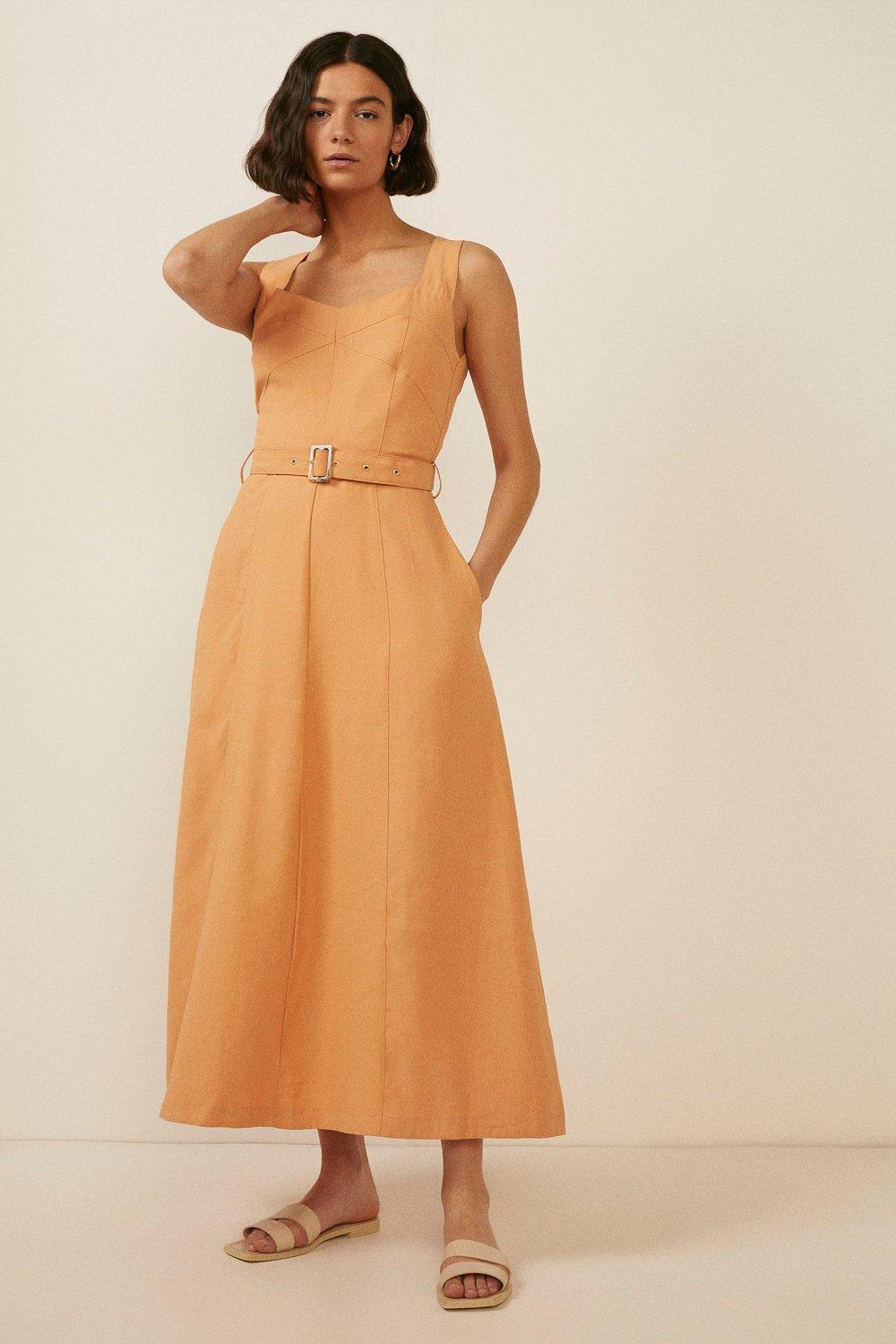 Apricot Linen Dress
